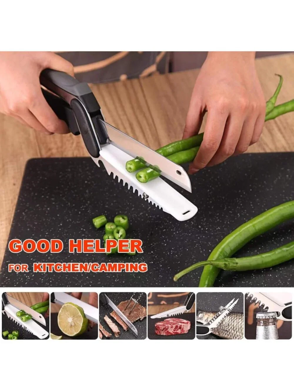 Multi-Functional 2-in-1 Kitchen Scissors with Replaceable Blades & Cutting Board